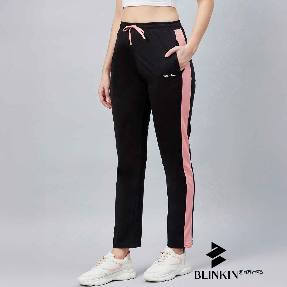 Blinkin Women's Cotton Color Block Pyjamas & Track Pants with Side Pockets | Black - 2XL