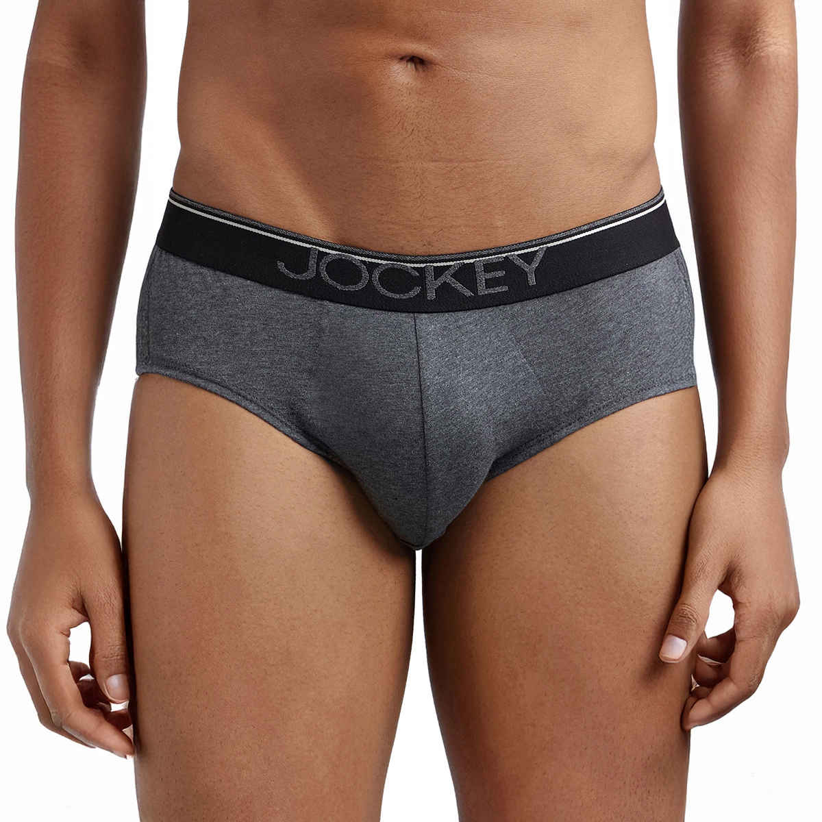 Jockey 8037 Men's Super Combed Cotton Underwear Solid Brief|Ultrasoft Waistband | Grey-S