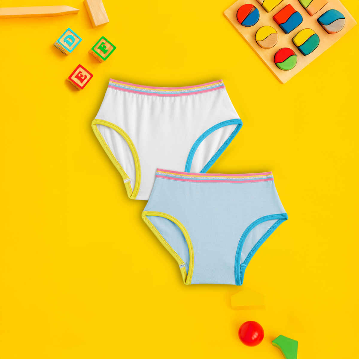 XY Life Hipsters for Girls, Tencel Modal, Antimicrobial - White+Ice Blue | 9-10Y| Pack Of 2 Panty