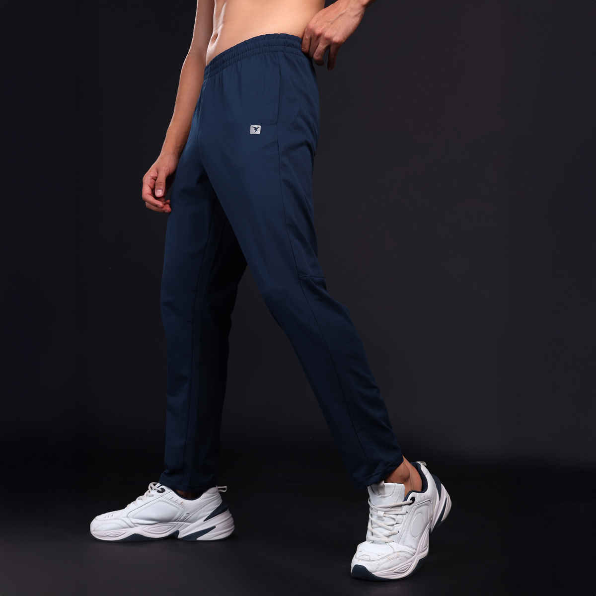 Technosport Men Poly Solid Slim Fit Sports Trackpants with 4 Way Crispy | Navy | M