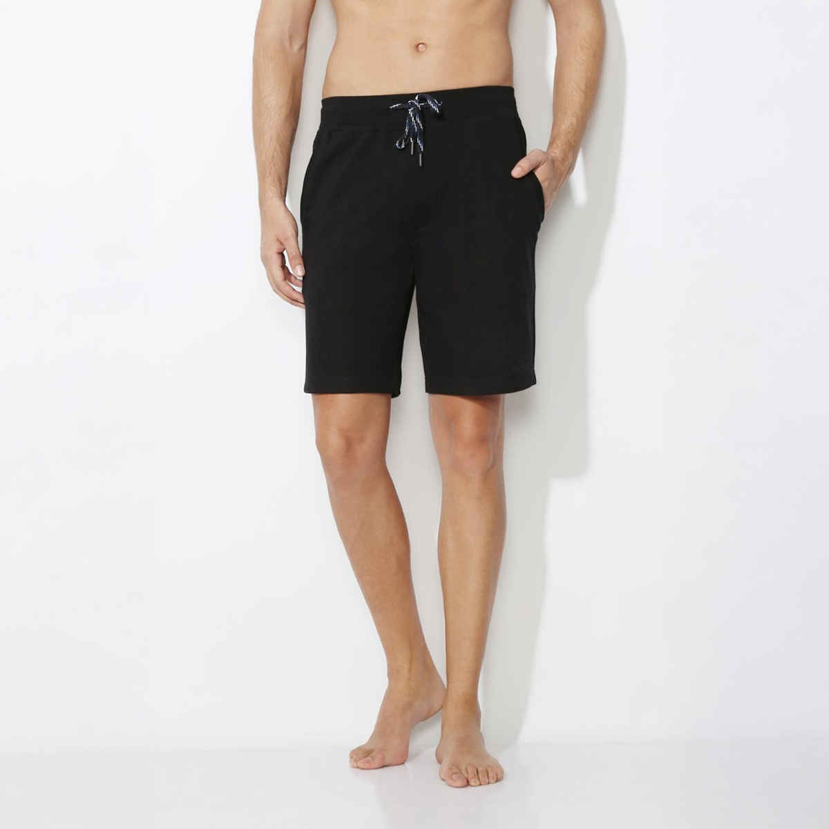 Van Heusen Athleisure Men Cotton Black Solid Smart Tech Easy Stain Release Knit Shorts |XL