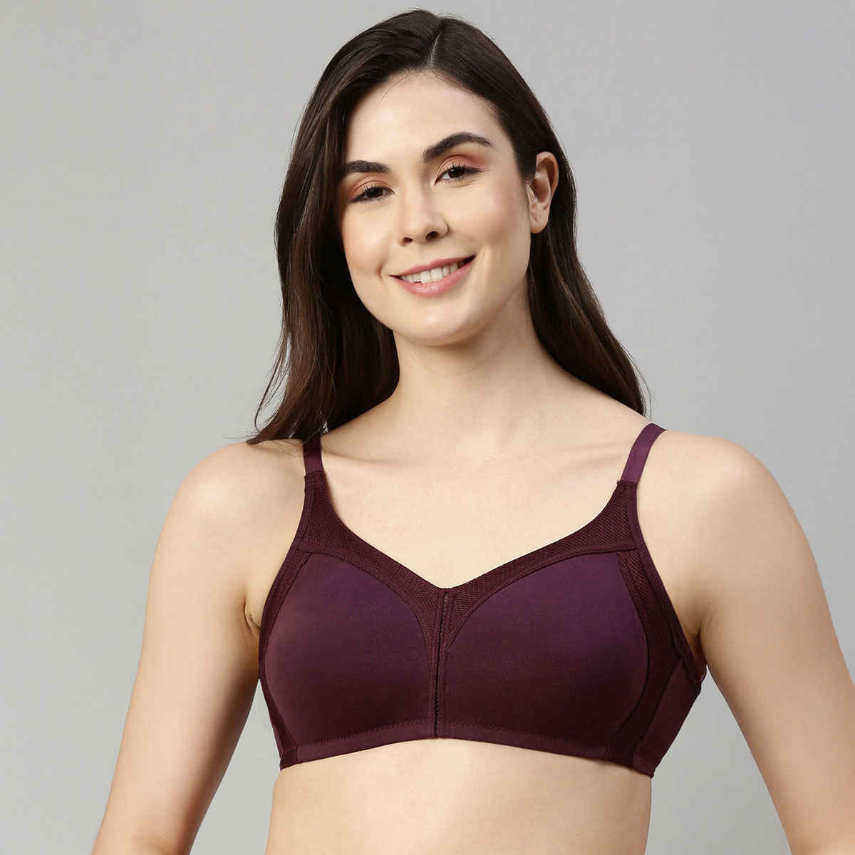 Enamor Women's AB75 Full Support Fab-Cool Cotton Bra | Non Padded | Wirefree | Purple - 38C