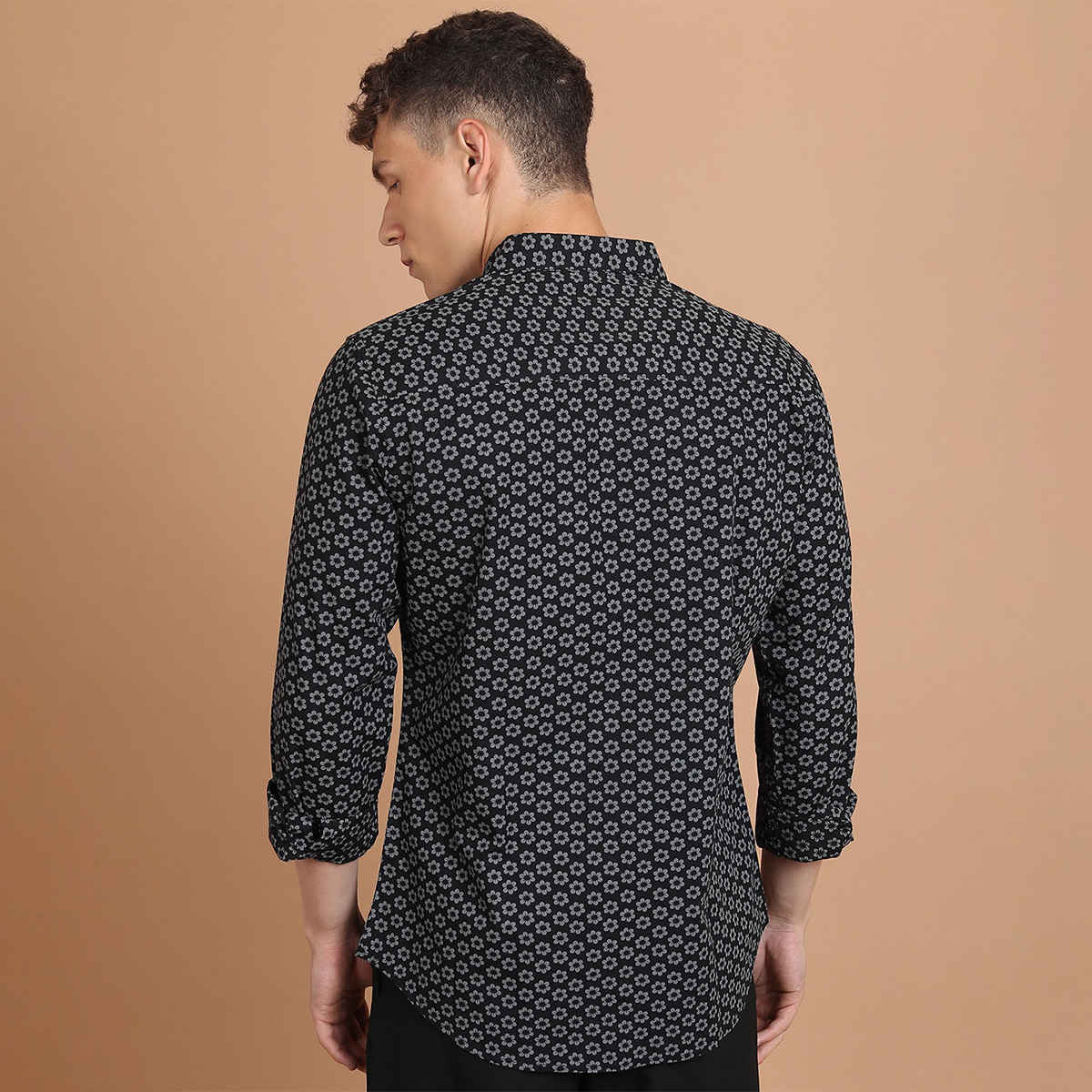 Ketch Men Printed Shirt | Slim Fit | Black | XL