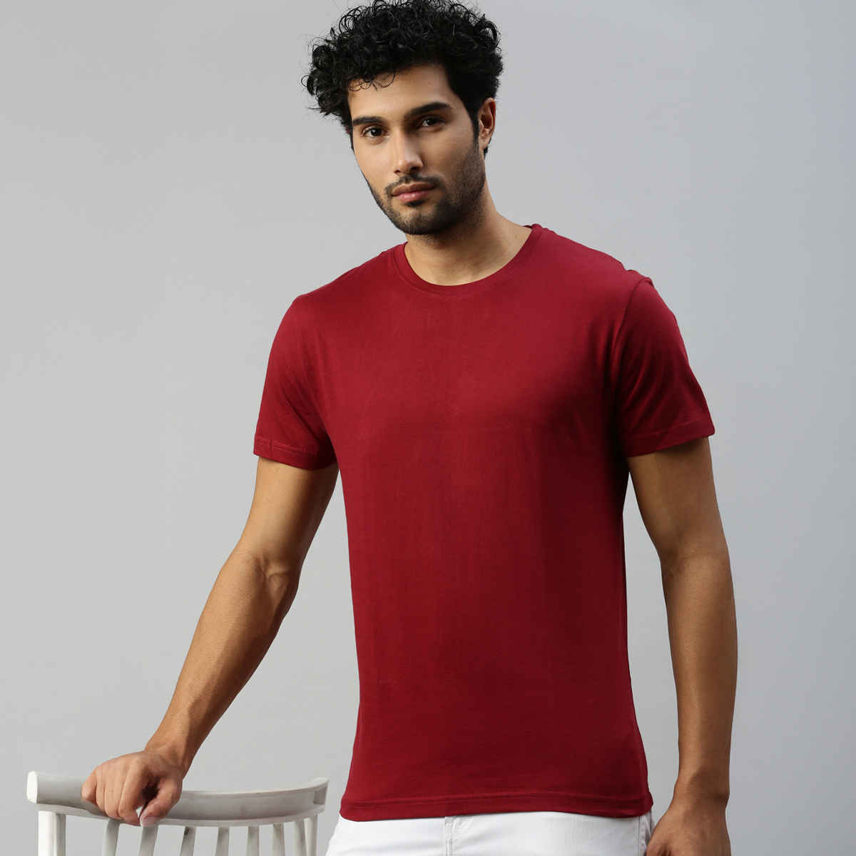 Actimaxx Men's Solid Round Neck Pure Cotton T-shirt | Colour May Vary - M