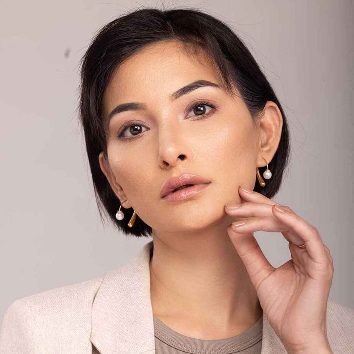 Palmonas Pearl Hook Earrings For Womens | Waterproof And Anti-Tarnish