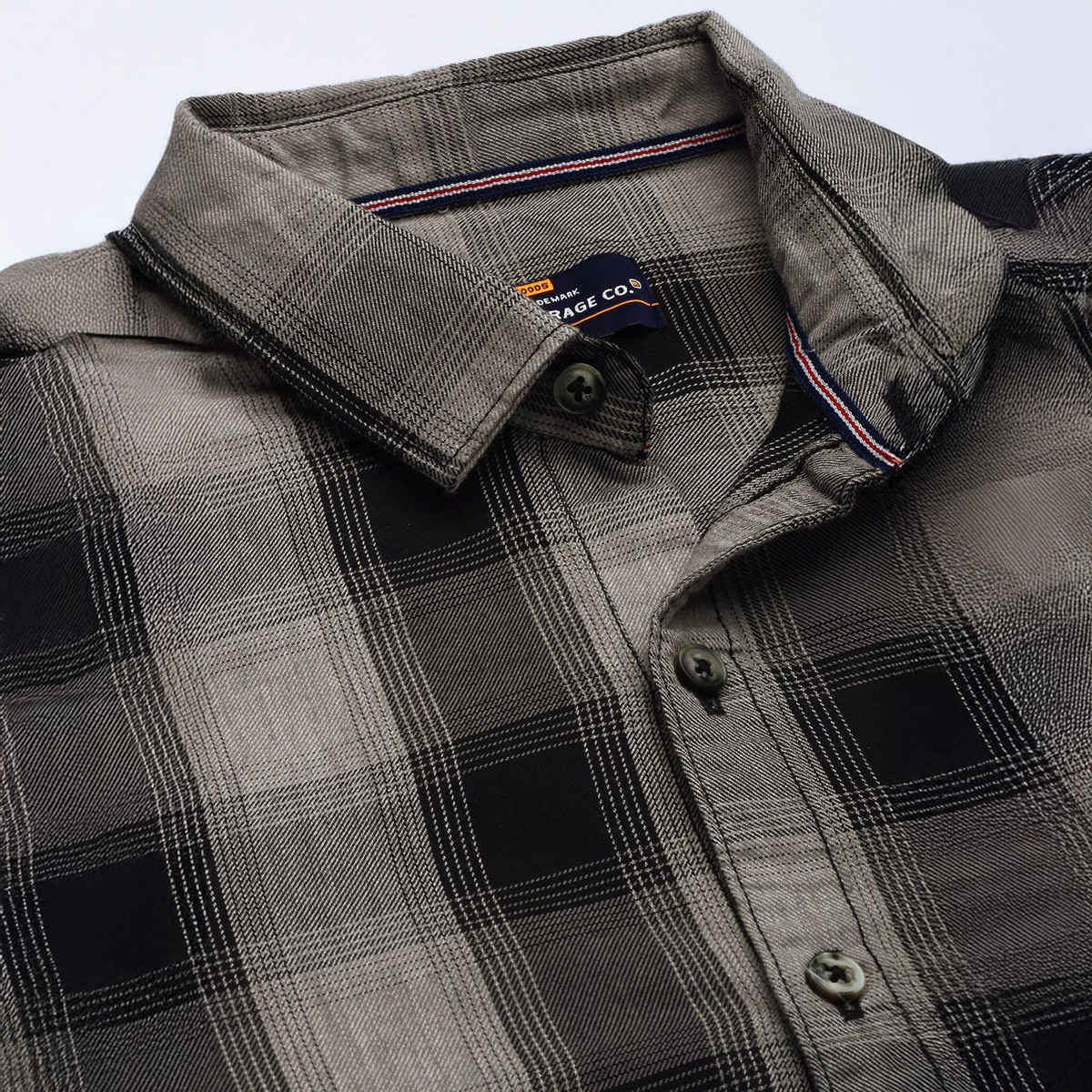 The Indian Garage Co Men's Slim Fit Checkered Casual Shirt | Grey - S