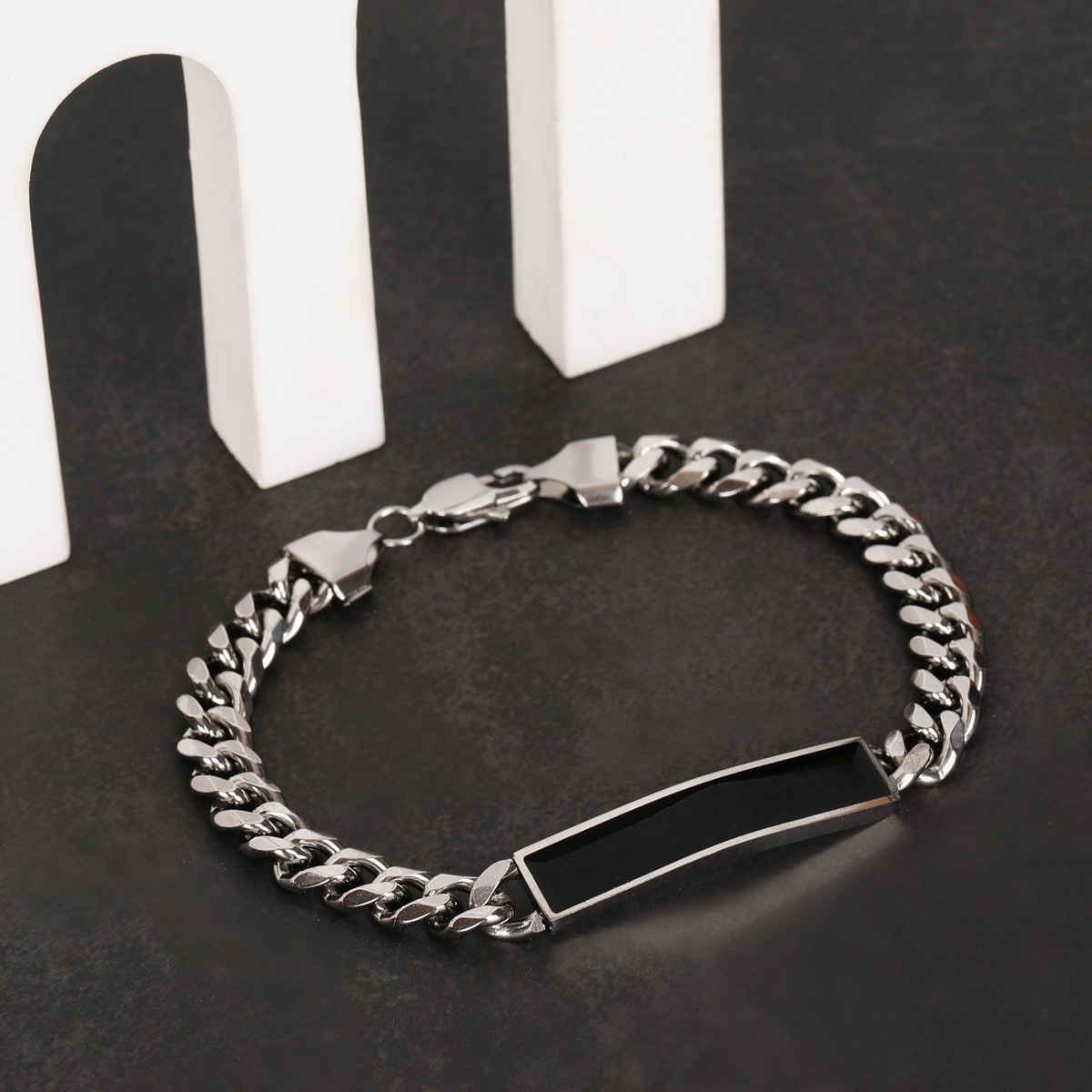 Fashion Frill Men's CURB Bracelet Silver Regular