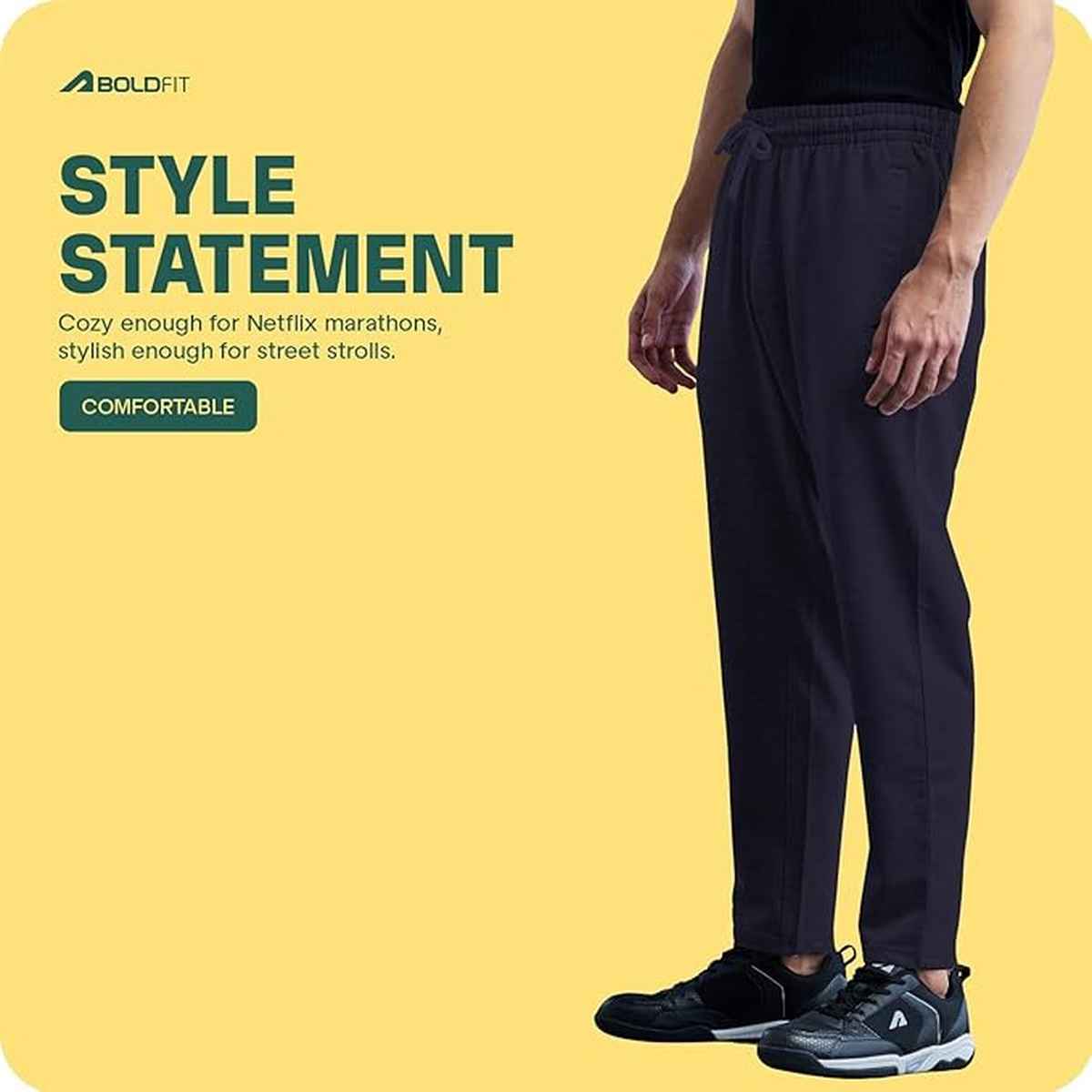 Boldfit Men's Track Pant Comfortable Lower Cotton Night Breathable Regular | Navy - XL