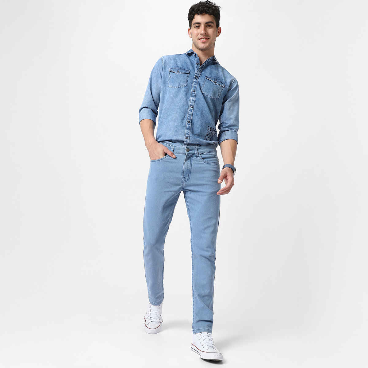 Urbano Fashion Men's Denim Jeans Slim Fit Stretchable | Ice Blue | 32