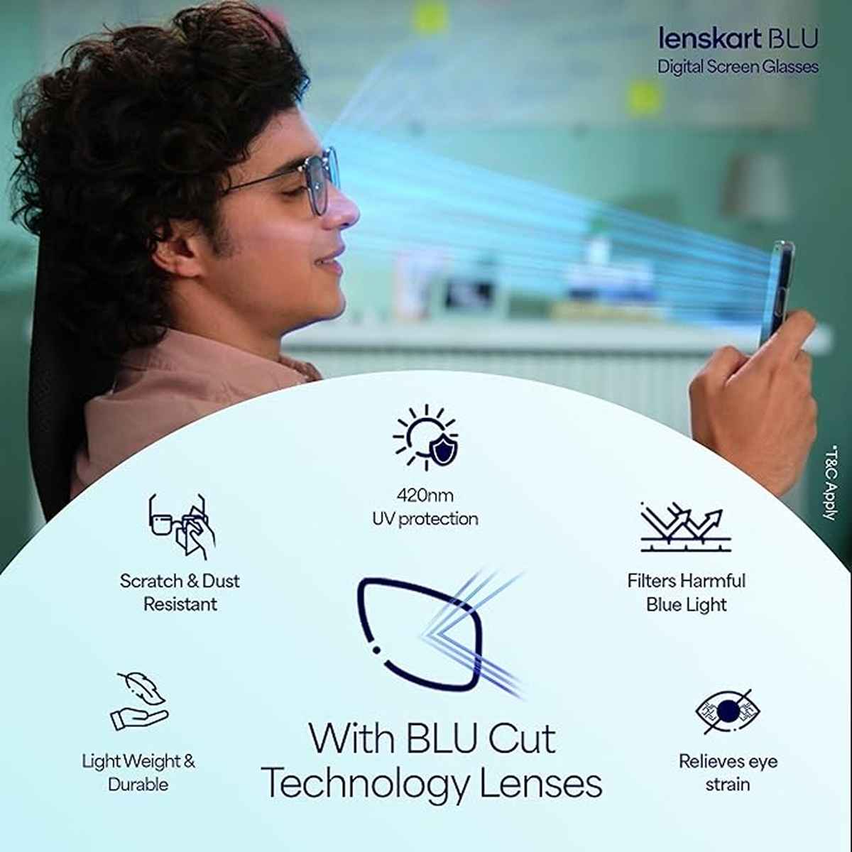 Lenskart Blu Unisex Solid Metal Computer Glasses | Black - L