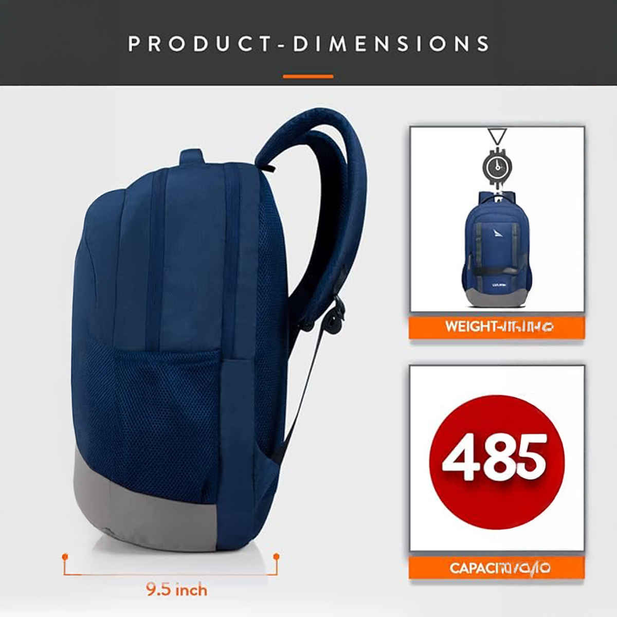 Lunar's Unisex Solid Polyester 48 L Padded Grab Handle Laptop Backpack | Navy Blue - 15.6 Inches