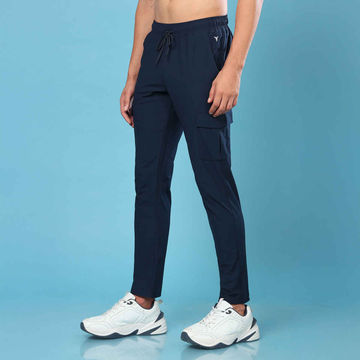 Technosport Men Poly Solid Relax Fit Sports Cargo Trackpants with DURACOOL+ | Navy | 2XL