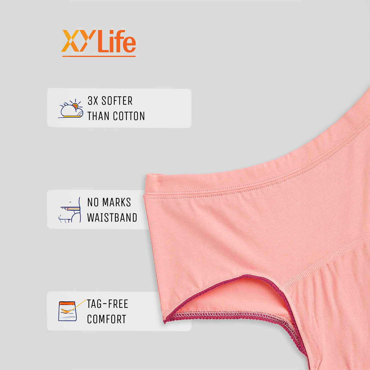 XY Life Scribbles Flowery Intellisoft Tencel Boyshorts PO2 - Dark Pink+Frost Pink | 5-6Y| Pack Of 2