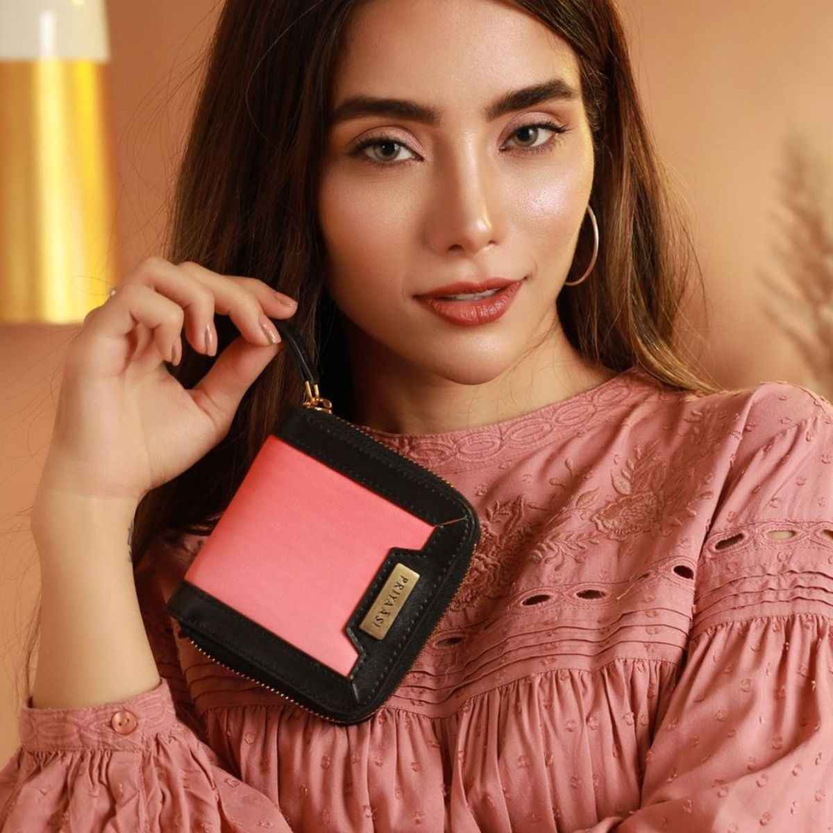 Priyaasi Women's Artificial Leather Wallets | Black and Pink - Free Size