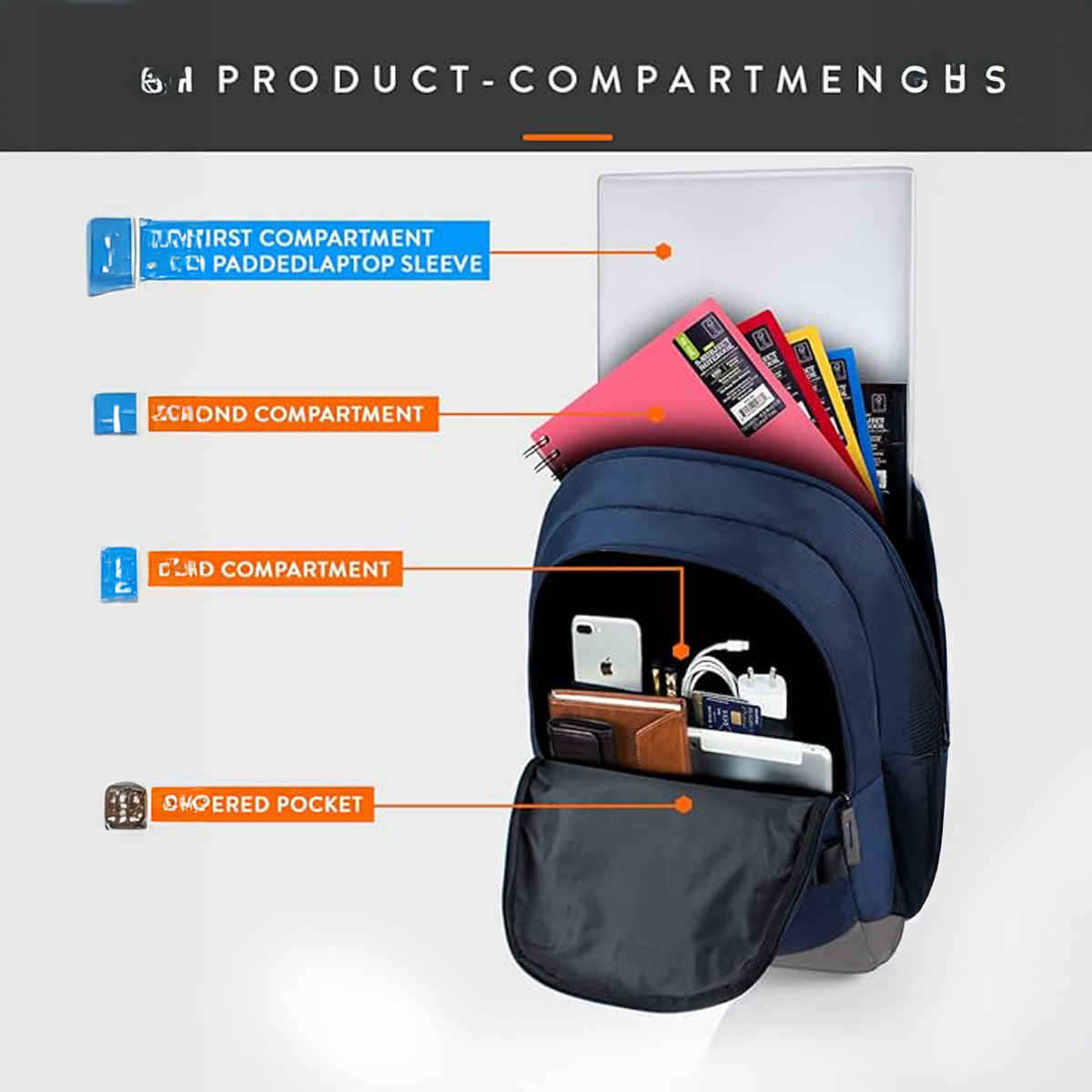 Lunar's Unisex Solid Polyester 48 L Padded Grab Handle Laptop Backpack | Navy Blue - 15.6 Inches