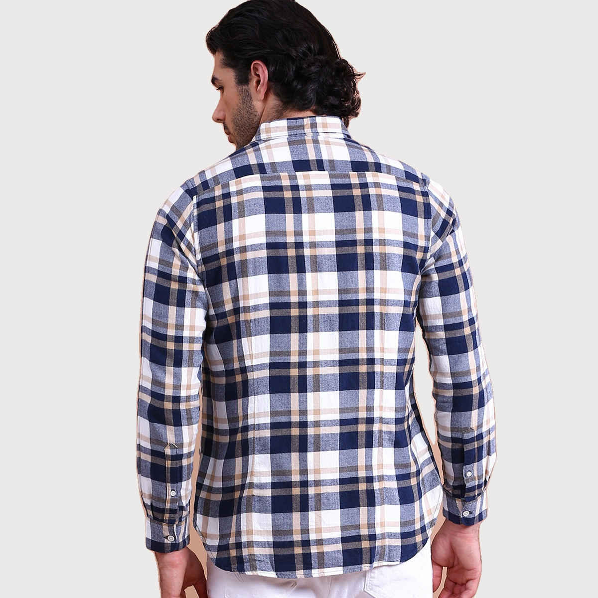 The Bear House Men Slim Fit Checked Cotton Casual Shirt - Eagle | Blue and Grey | L