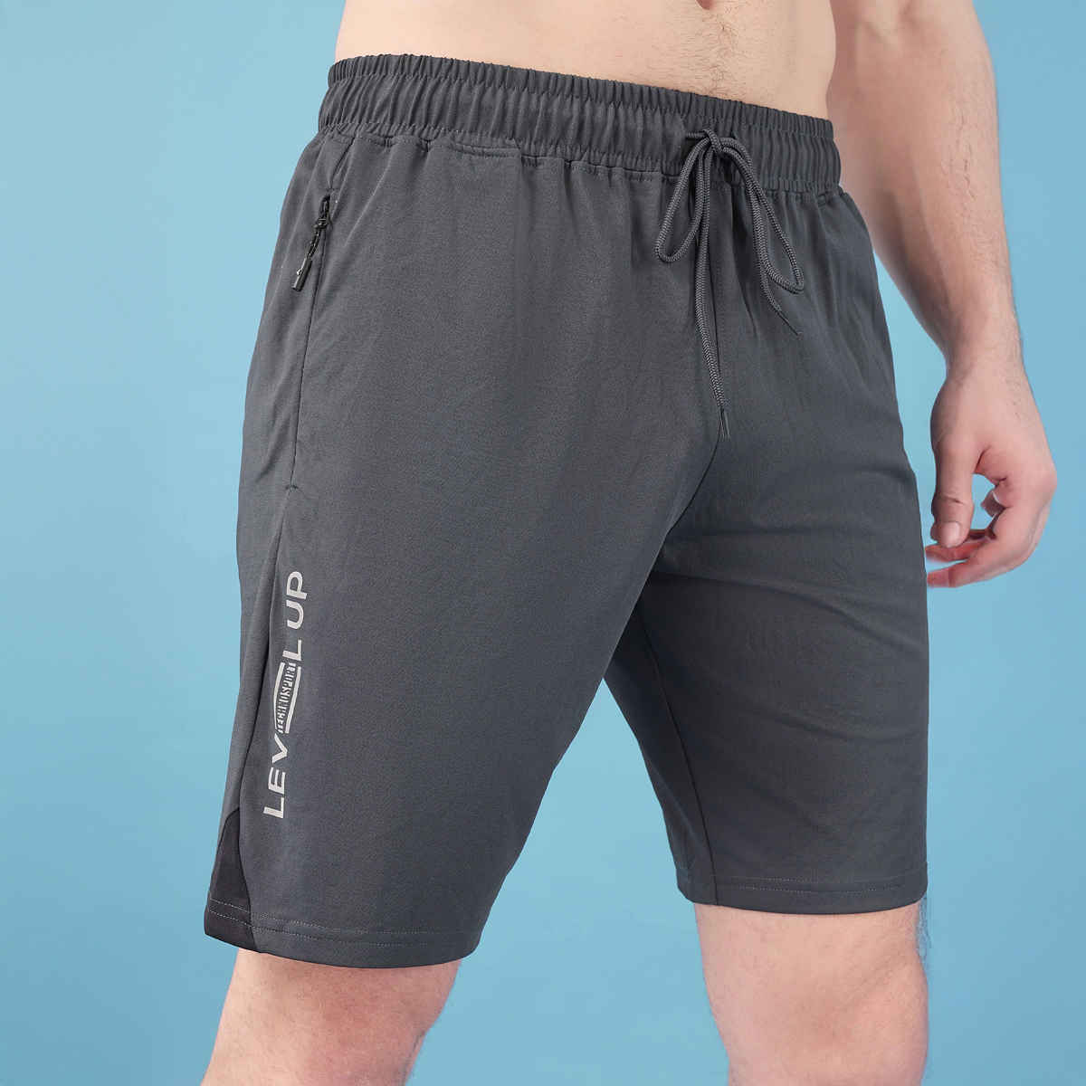 Technosport Men Poly Solid Slim Fit Sports Shorts with ELASTO LITE | Black | XXL