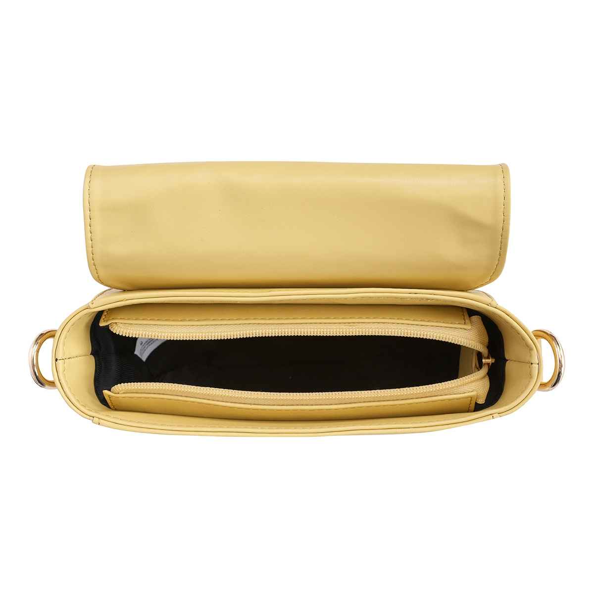 United Colors Of Benetton Women's Solid PU 2 L Sling Handbag | Butter - Free Size