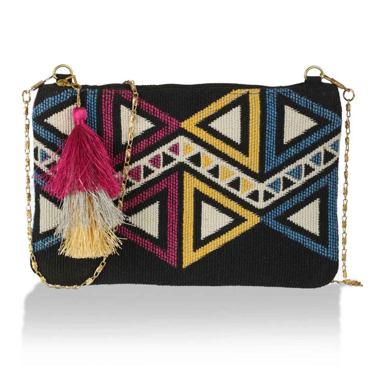 Priyaasi Women's Fabric 1 L Zipper Pouch | Black - One Size