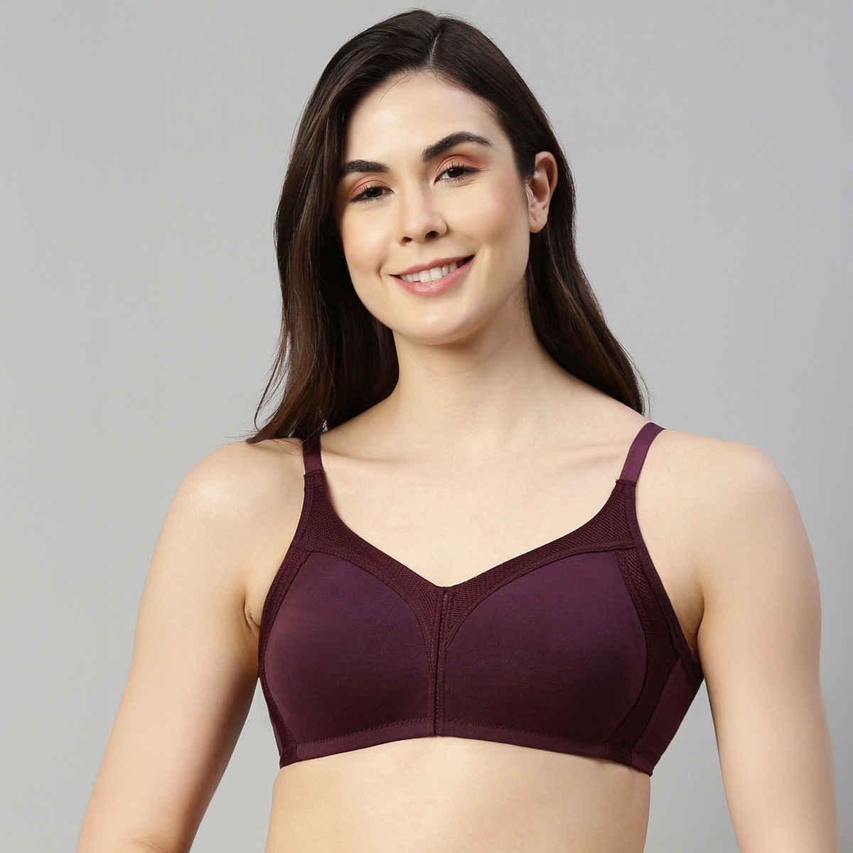 Enamor Women's AB75 Full Support Fab-Cool Cotton Bra | Non Padded | Wirefree | Purple - 34D