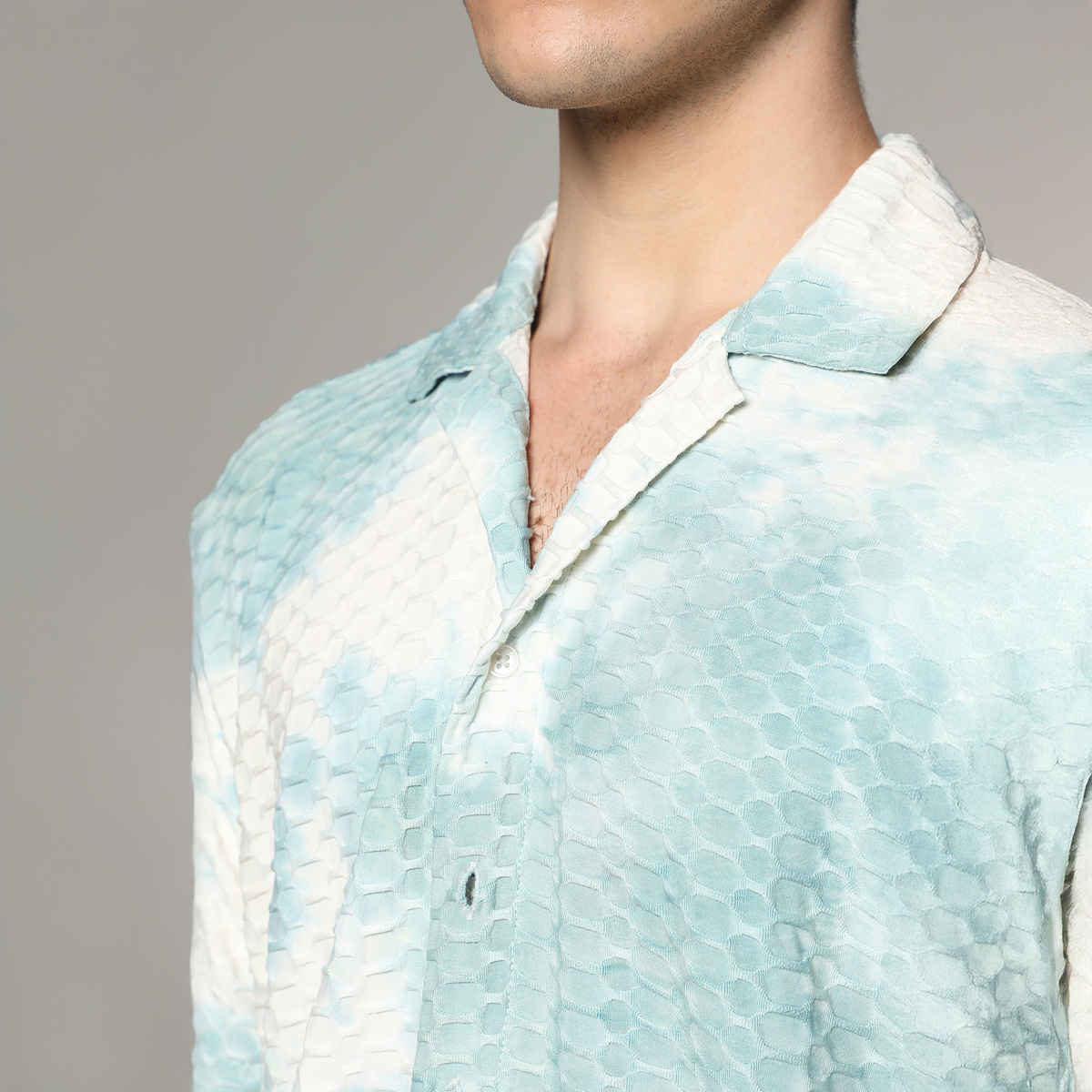 Campus Sutra Men's Tie - Dye Honeycomb Shirt | Multicolour - XL