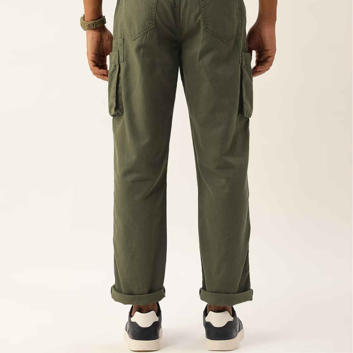 Bene Kleed Men's Straight Fit Cargo Trousers | Olive - 34