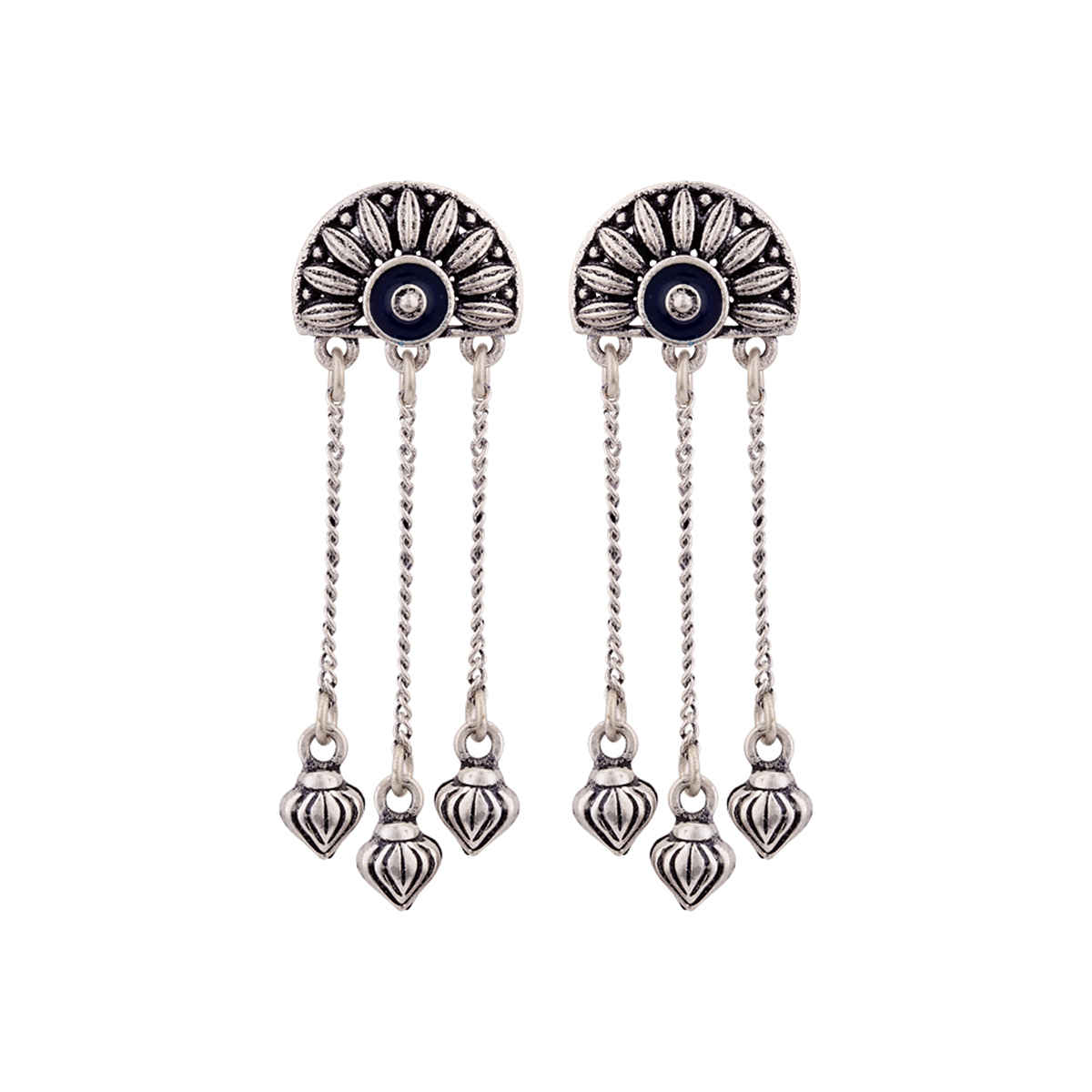 Voylla Mandala Half Moon Tassels Earrings