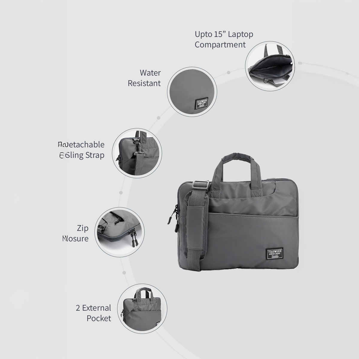 Teakwood Unisex Leathers Xerxes Backpack | Laptop Sleeve | Grey