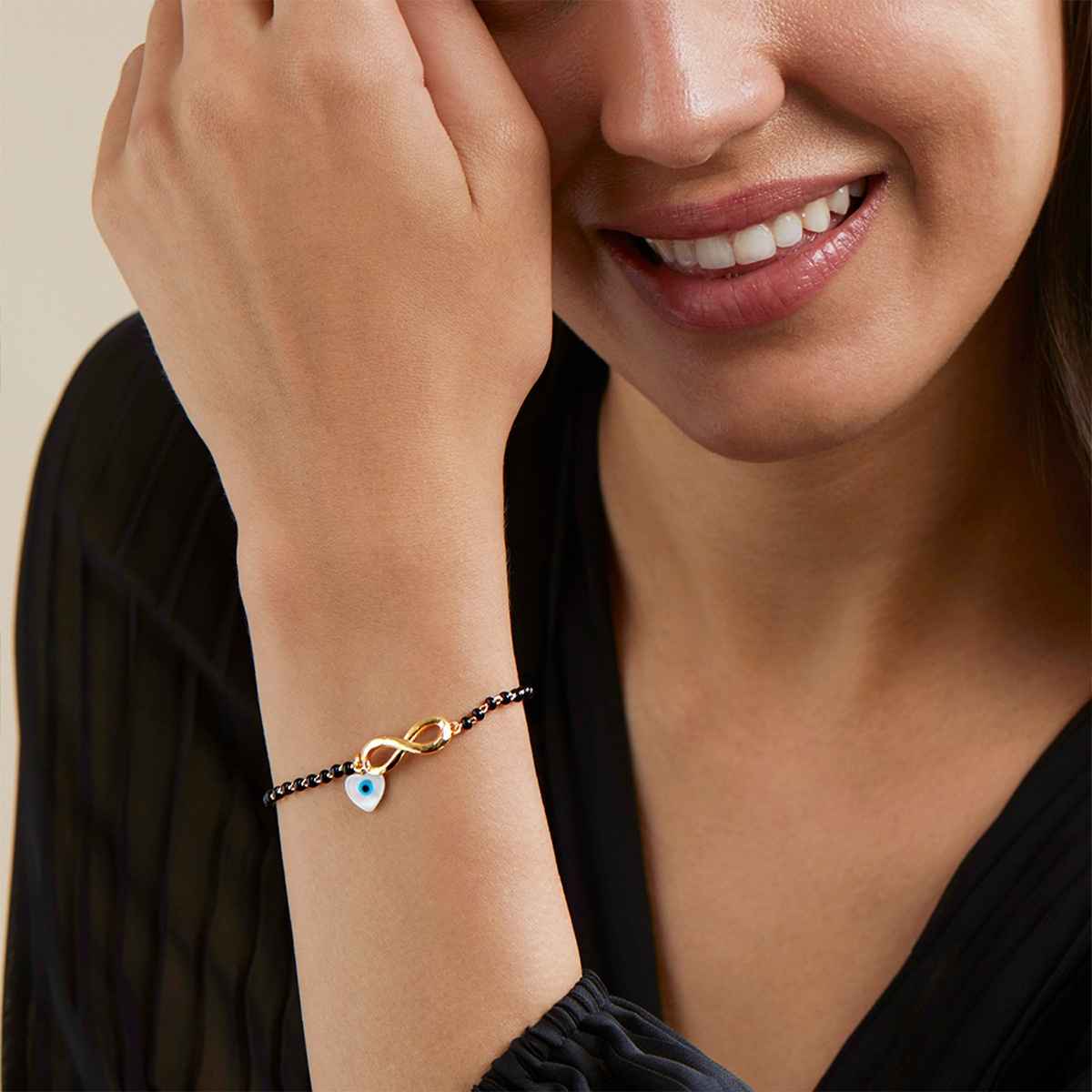 Minutiae Gold-Plated Stone Beaded Charm Bracelet