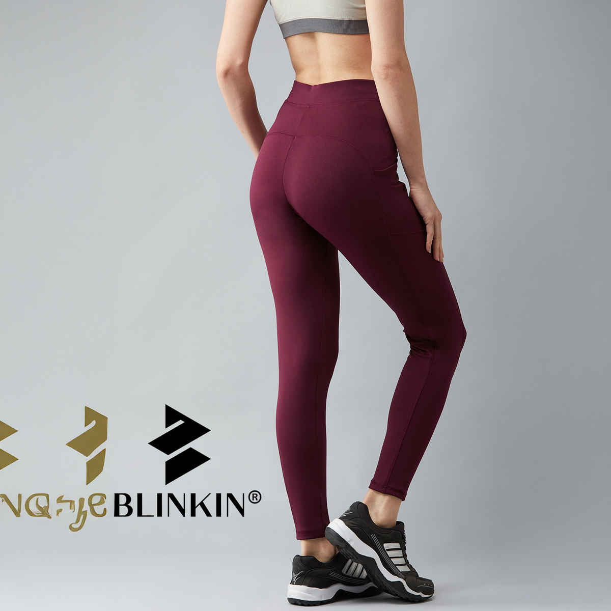Blinkin Women's Gym Pants & Tights - Maroon | Stretchable | With Side Pockets | XL