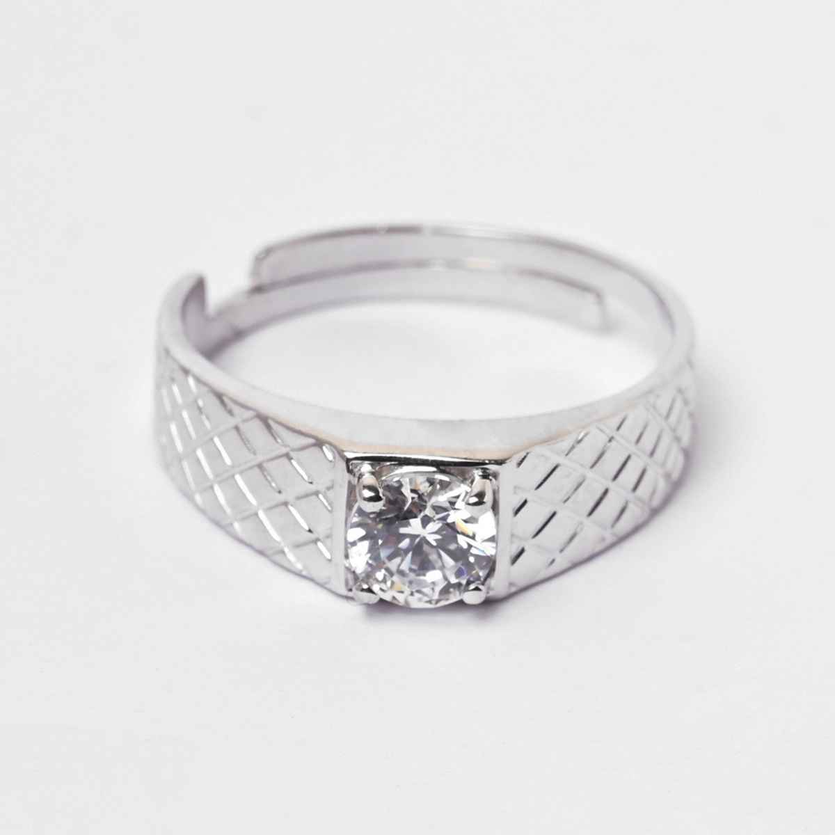 Clara Real 925 Sterling Silver Cross Band Ring | Size Adjustable, Rhodium Plated, Swiss Zirconia