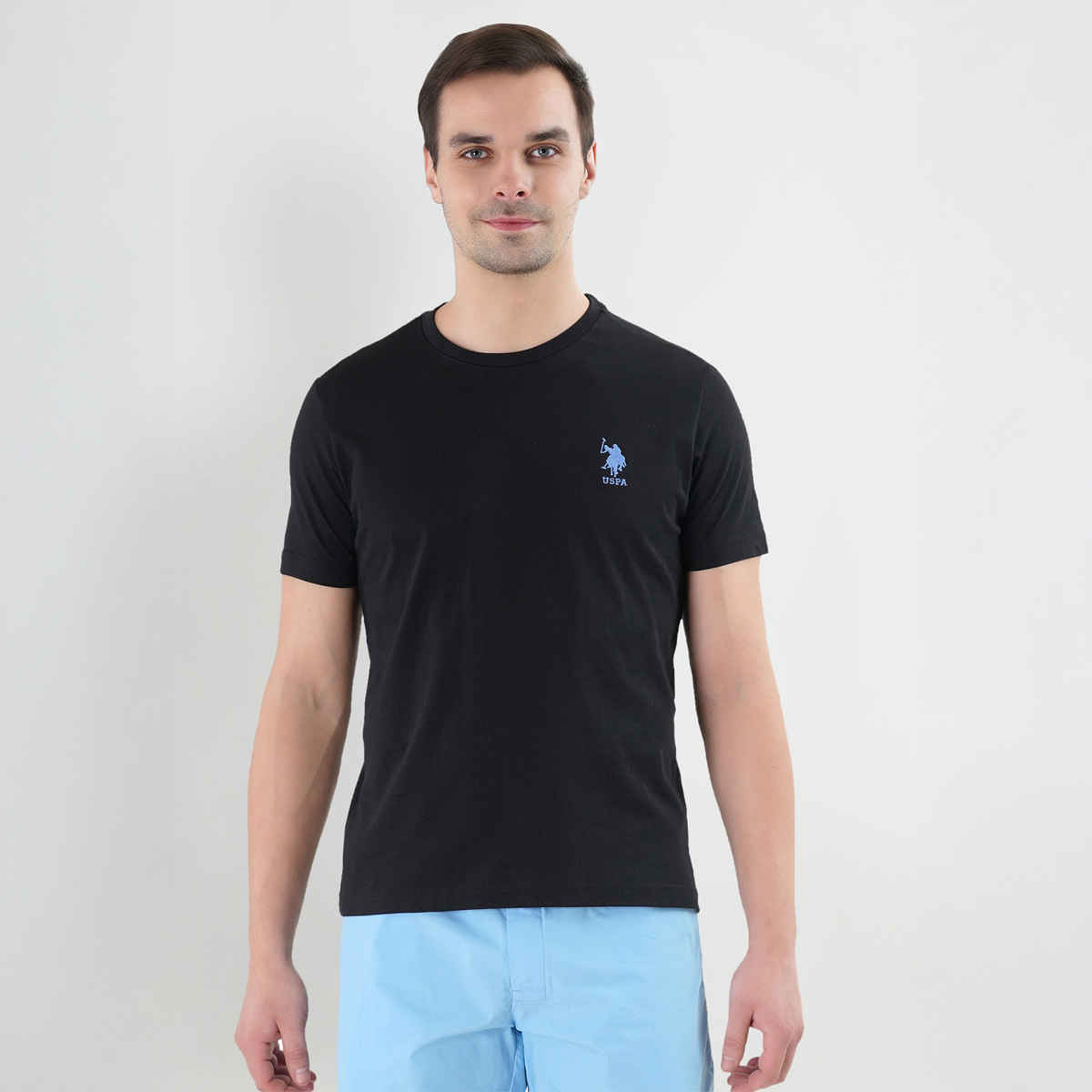 U.S. Polo Assn. Men's Crew Neck Embroidered Logo Lounge T-Shirt | Black - M