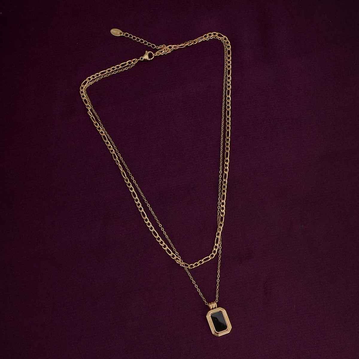 Palmonas Black Onyx Two Layer Necklace for Women | Waterproof and Anti-Tarnish