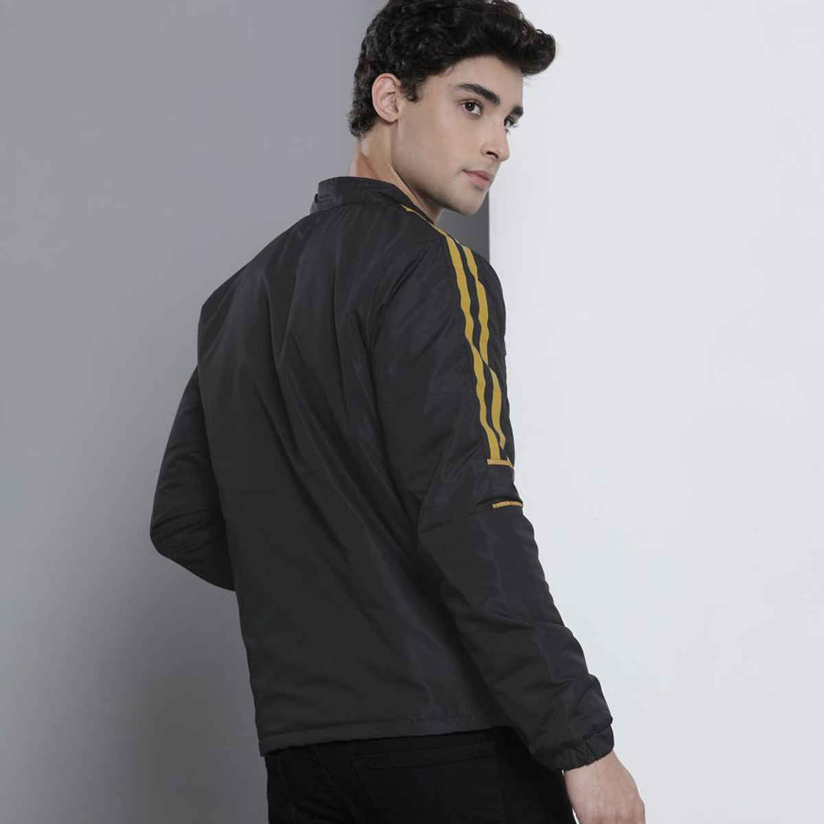 The Indian Garage Co Men's Slim Printed Jacket | Black - XL