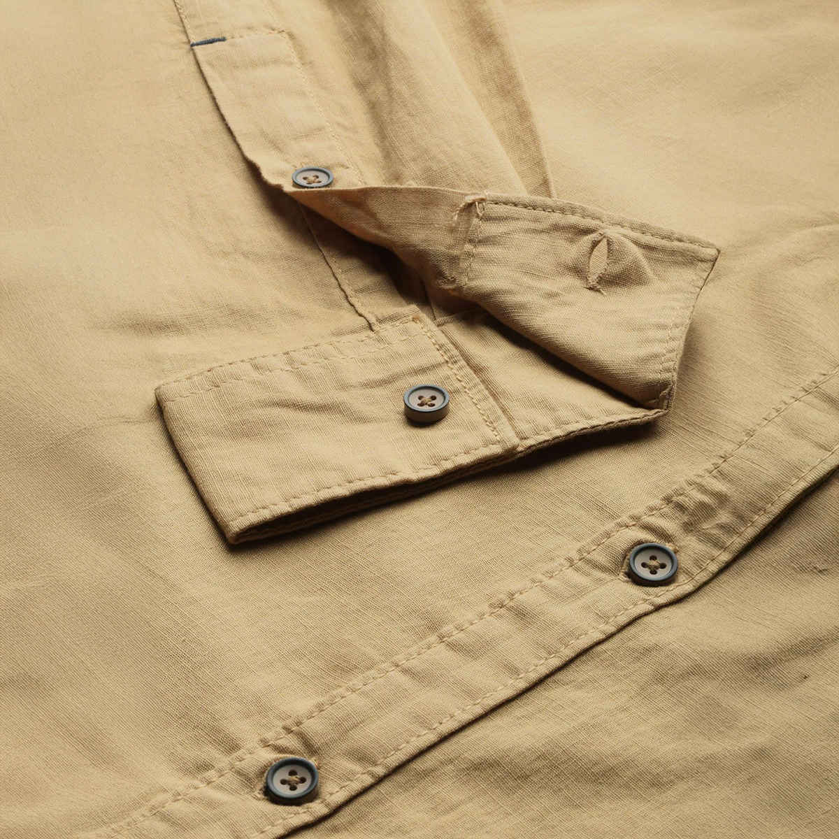 The Indian Garage Co Men's Slim Fit Solid Casual Shirt | Khaki - M