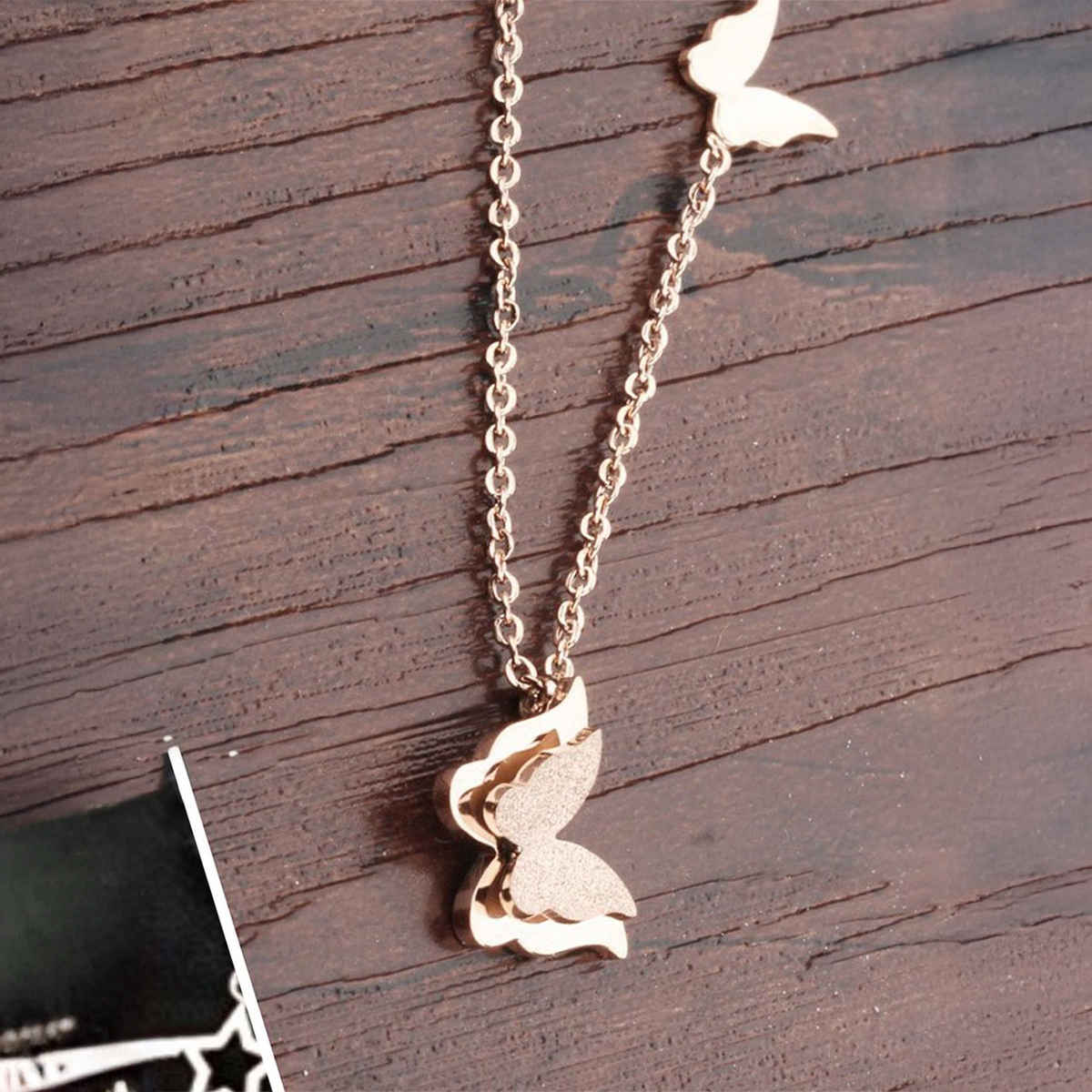 YouBella 18k Rose Gold Plated Butterfly Necklace Pendant for Women and Girls (YBNK - 5666)