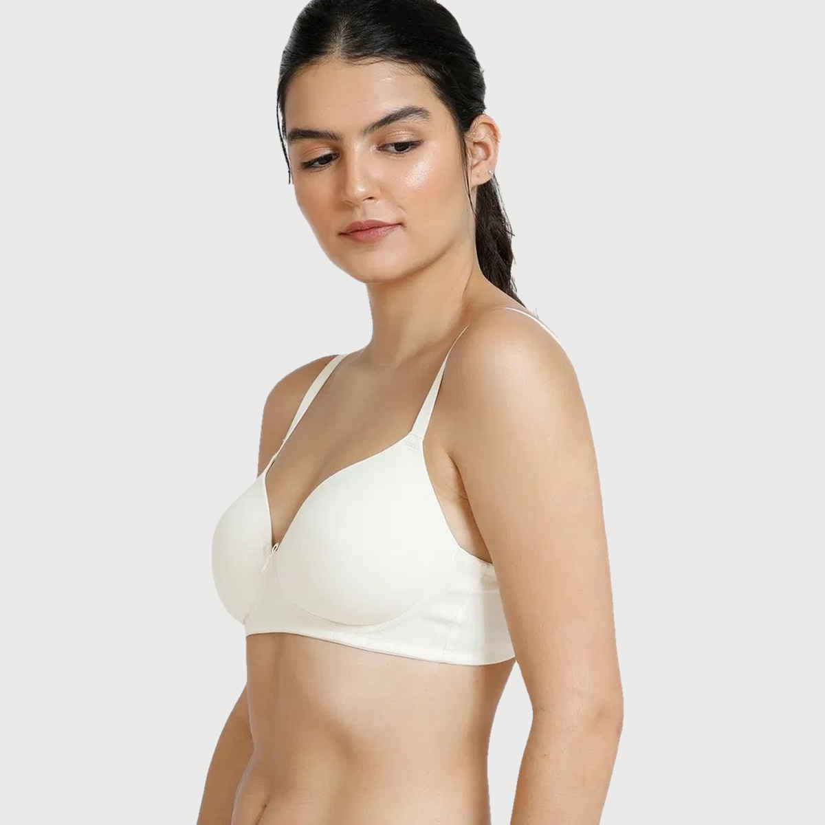 Zivame Women's Padded Non Wired 3/4th Coverage T-Shirt Bra | White - 36D