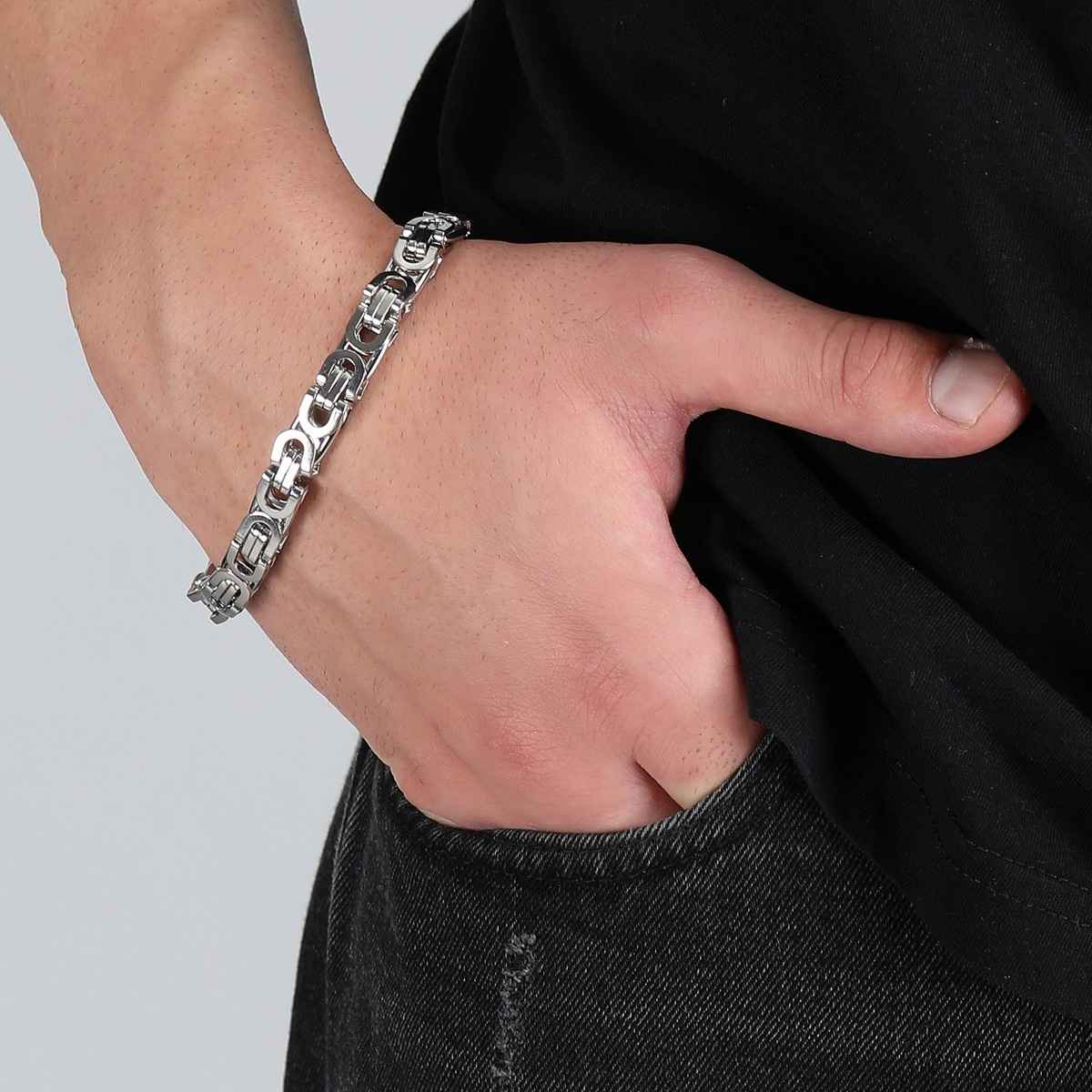 Fashion Frill Men's Intelink Bracelet Silver