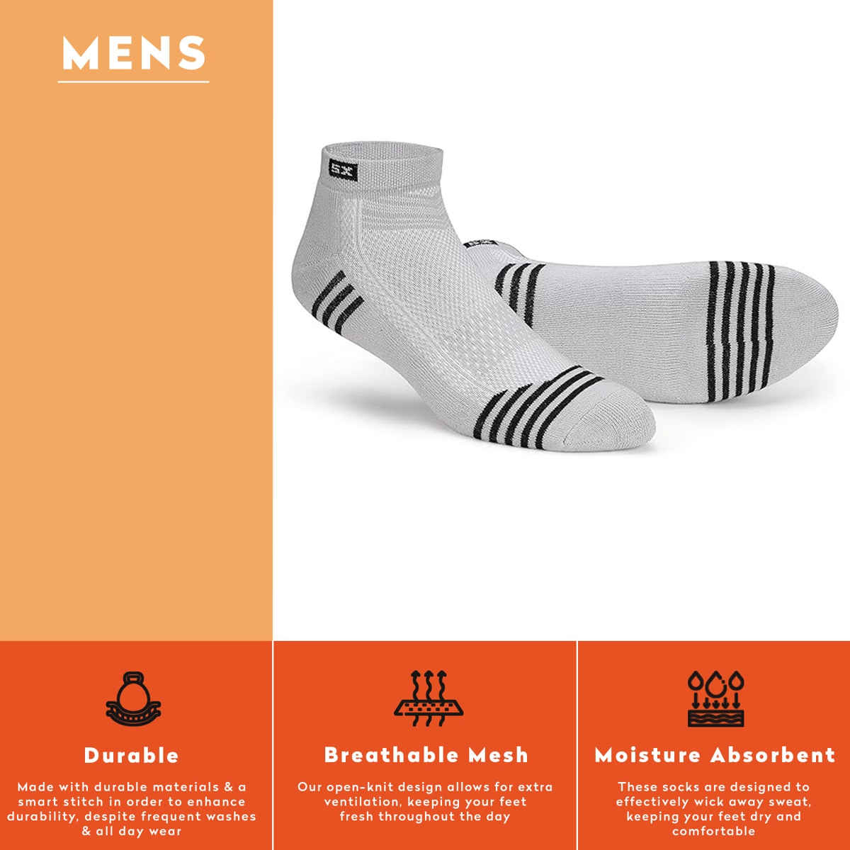 Supersox Men's Patterned Combed Cotton Ankle Length Socks | Multicolour - Free Size