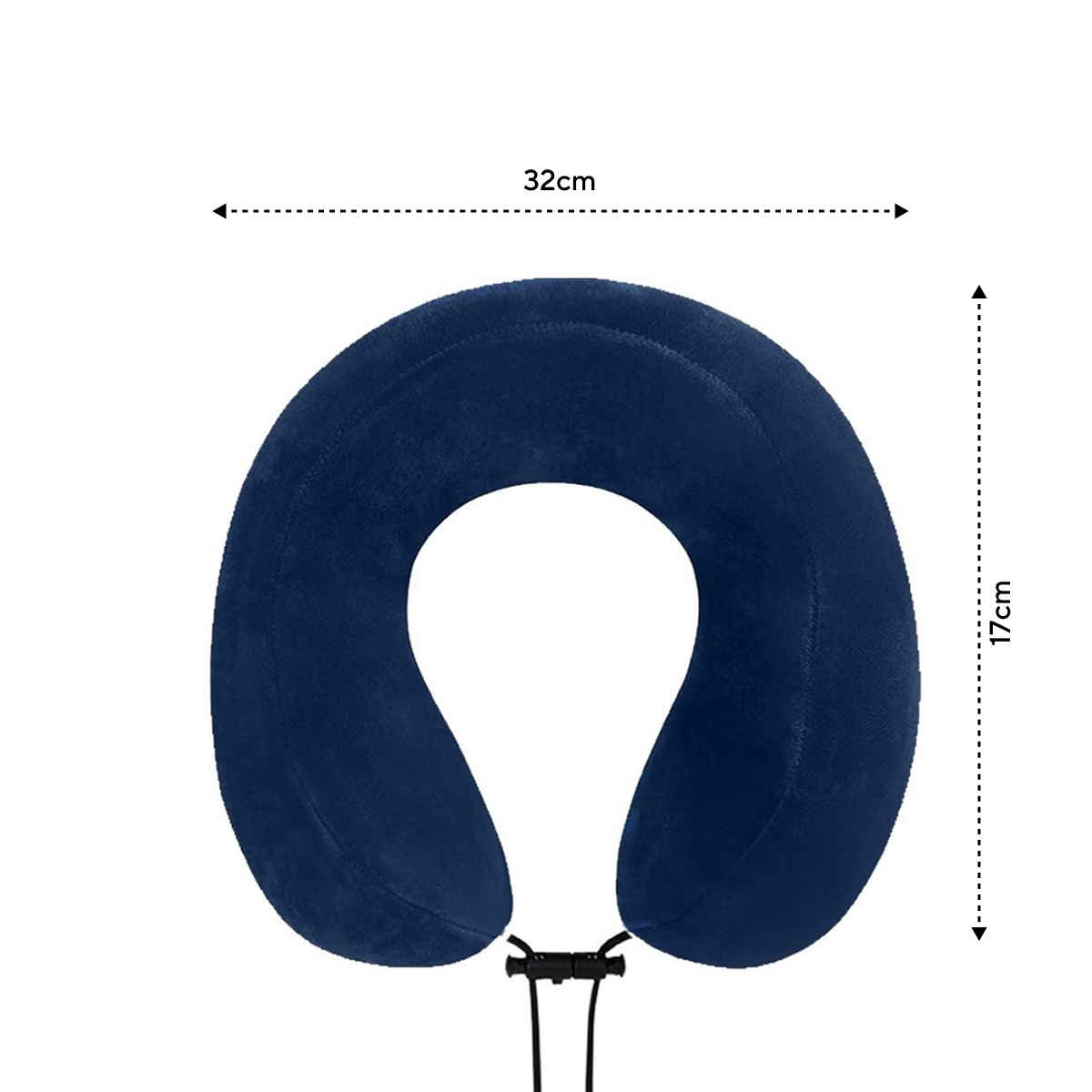 Billebon Unisex Solid Polyester Neck Pillow with Eye Mask | Navy Blue - Free Size
