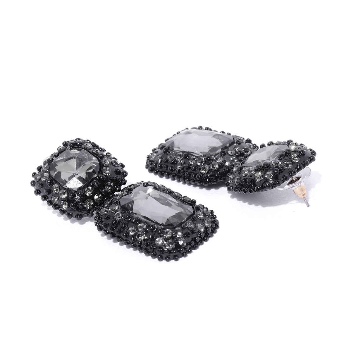 YouBella Jewellery Earrings for Women Crystal Earrings for Girls and Women (Black)