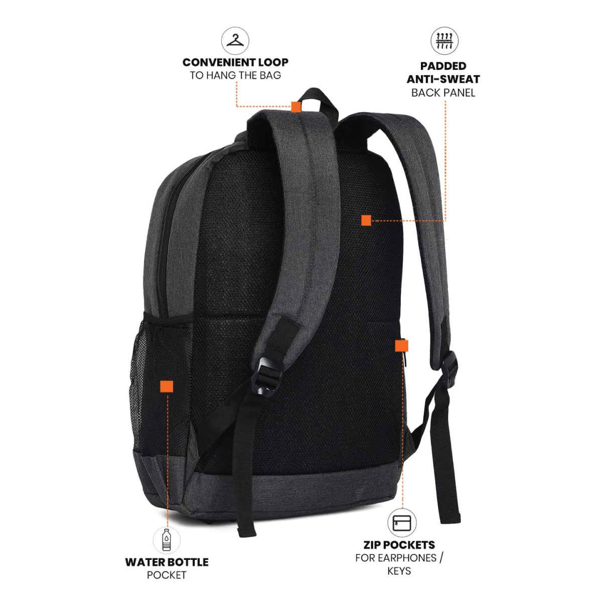 Fur Jaden Unisex Solid Polyester 24 L Laptop Backpack | Black - 15.6 Inches