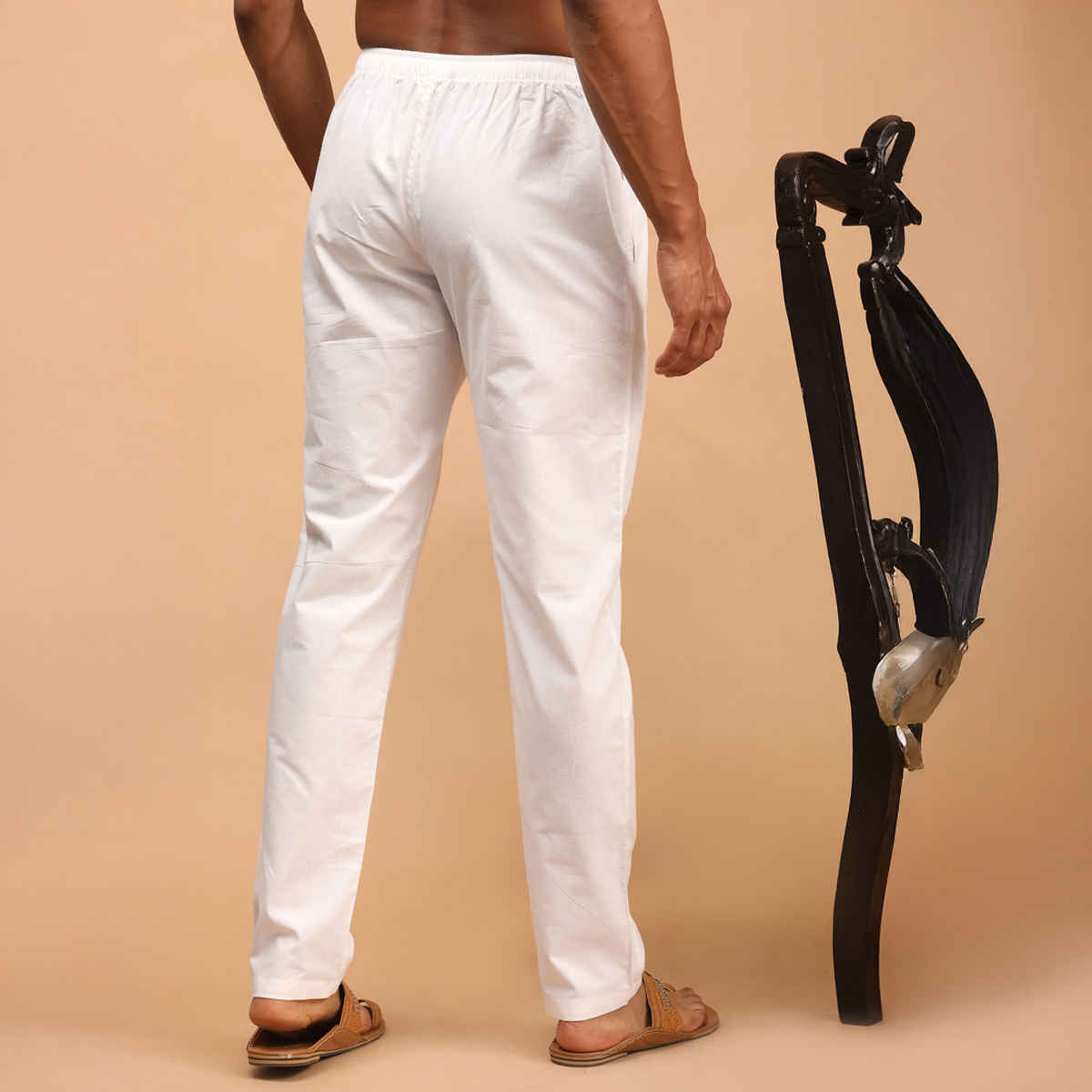 Vastramay Men's Cotton Pant Style Pyjama | White - XL