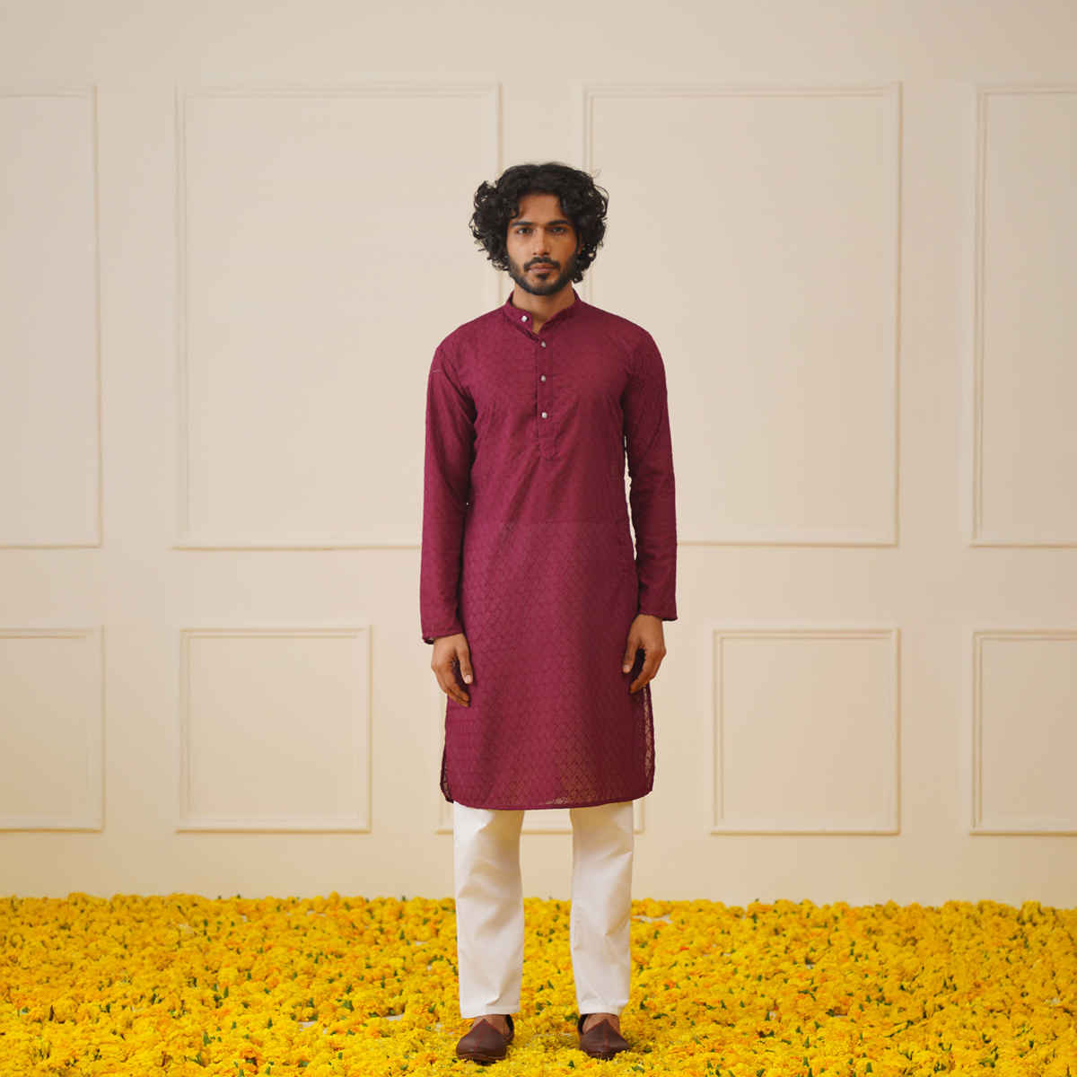 Jompers Men's Kurta | Ko 561 | Purple - S
