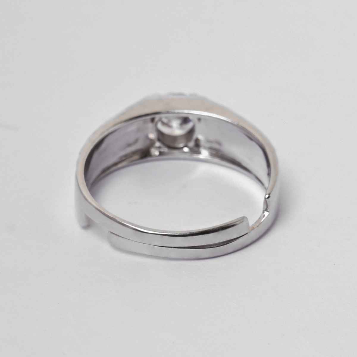 Clara Real 925 Sterling Silver Cross Band Ring | Size Adjustable, Rhodium Plated, Swiss Zirconia