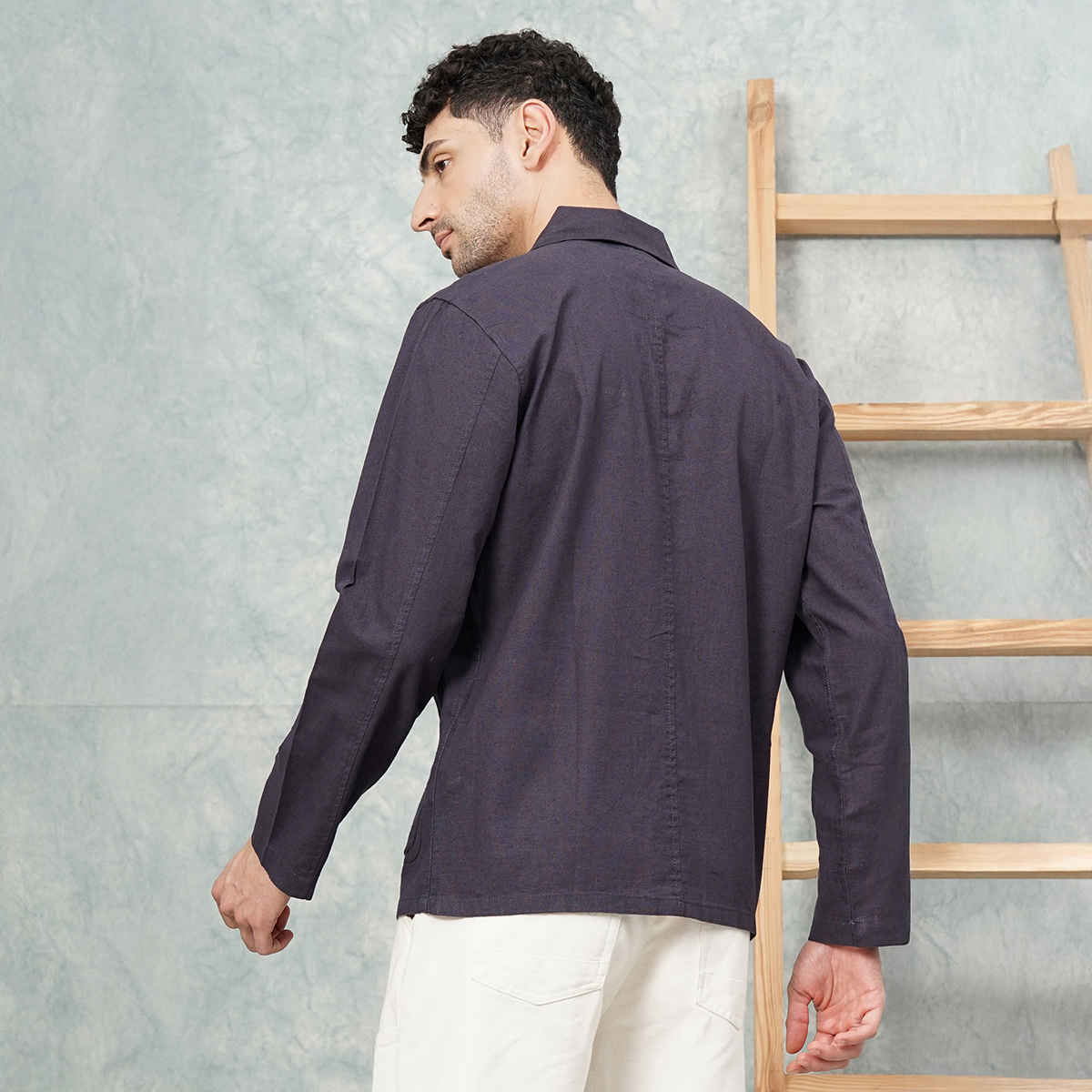 The Indian Garage Co Men's Slim Fit Solid Street Shirt | Grey - L