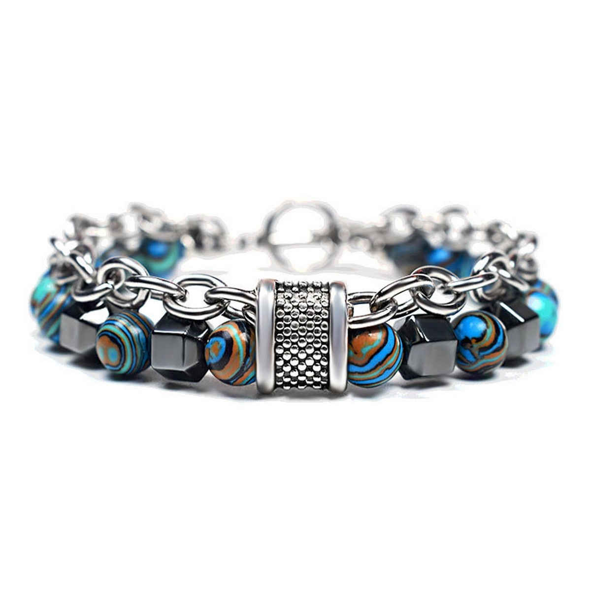 Fashion Frill Men's Chain & Beads Bracelet Multicolor Regular