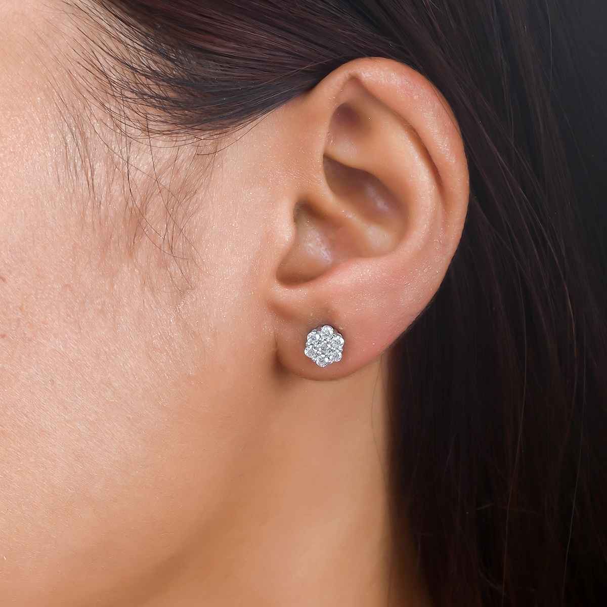 Voylla 925 Sterling Silver Cz Webbed Stud Earrings