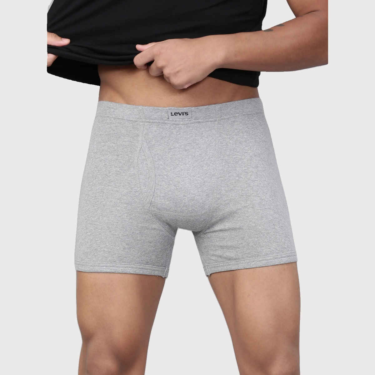 Levi's 010 Men's Comfort Boxer Brief | Contoured Double Pouch | Pack of 2 | Lt. Grey Mel,D. Grey Mel | S