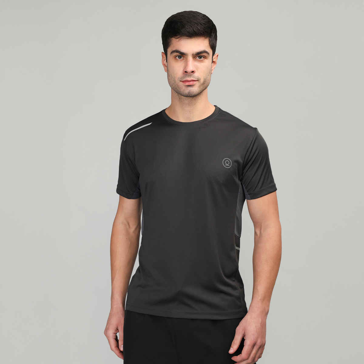 Chkokko Men's Solid Regular Fit Sports T-shirt | Black - L